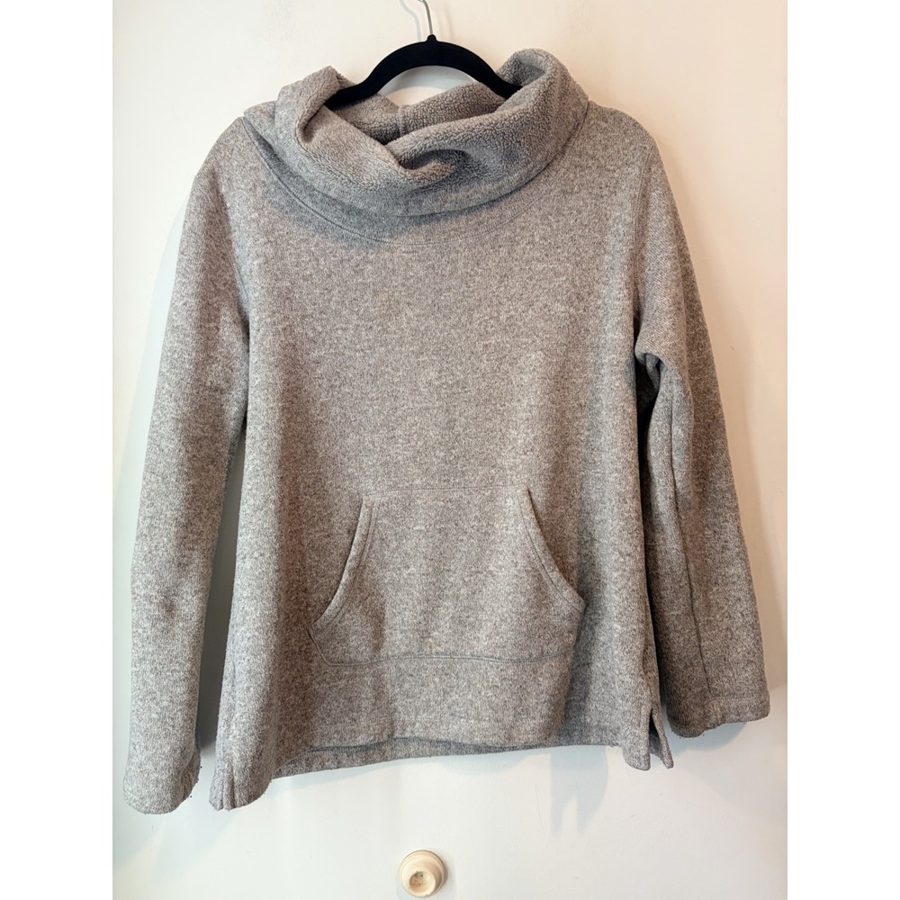 Eddie Bauer Teddy Fleece Cowl Neck Pullover Sweatshirt XL Gray